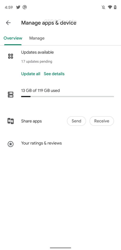 Google Play manage apps